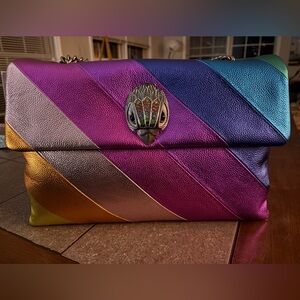 🌈Kurt Geiger XXL Metallic Rainbow Stripe Shoulder Bag🌈